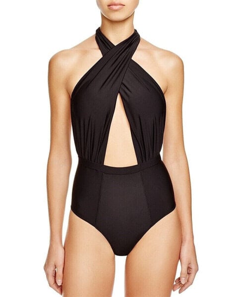 6 Shore Road Cabana One Piece Swimsuit Black 127404 sz M