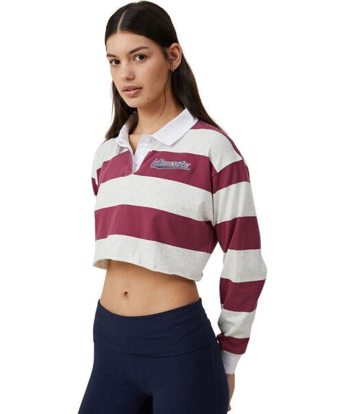 Women's Long Sleeve Crop Graphic Rugby T-shirt