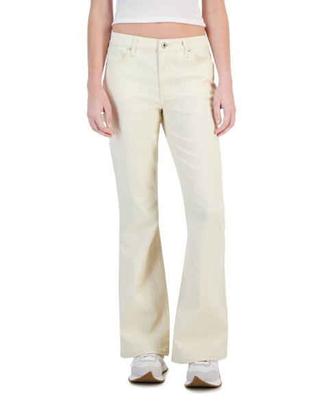 Juniors' Mid-Rise Flared Utility Jeans