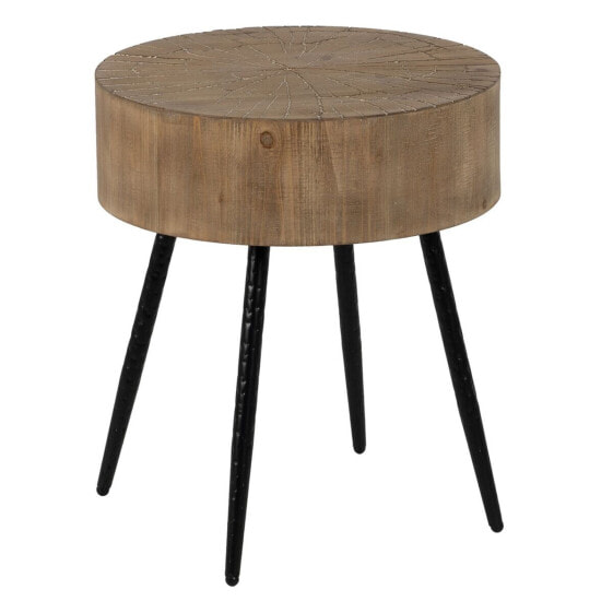 Вспомогательный столик Чёрный Натуральный Железо Деревянный MDF 47 x 47 x 55 cm