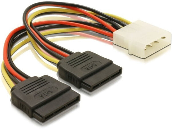 Delock Cable Power SATA HDD 2x > 4pin male - 0.112 m - 2x SATA HDD - 4pin - Multicolour