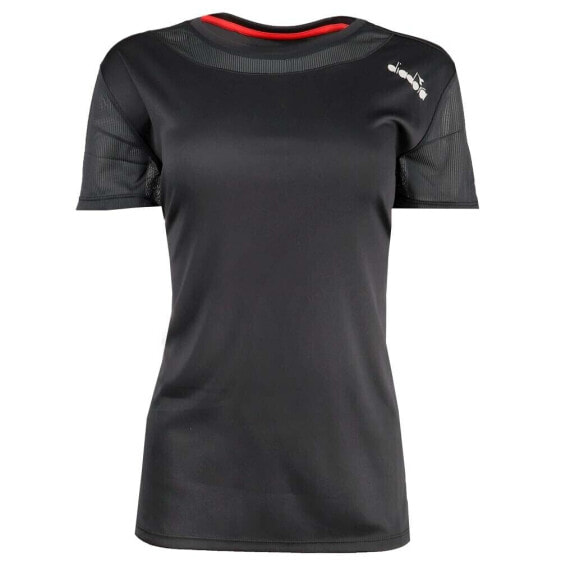 Diadora Core Running Crew Neck Short Sleeve Athletic T-Shirt Womens Black Casual