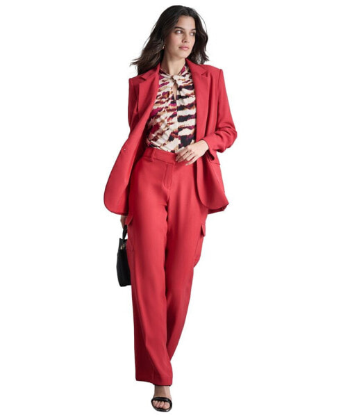 Women's Ruched-Sleeve One-Button Blazer