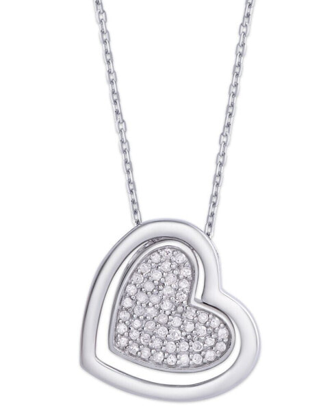 Macy's diamond 1/4 ct. t.w. Heart Pendant Necklace in Sterling Silver