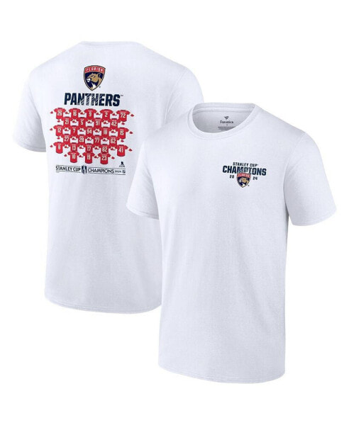 Men's White Florida Panthers 2024 Stanley Cup Champions Big Tall Jersey Roster T-Shirt