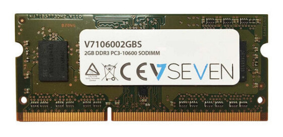 V7 2GB DDR3 PC3-10600 - 1333mhz SO DIMM Notebook Memory Module - V7106002GBS - 2 GB - 1 x 2 GB - DDR3 - 1333 MHz - 204-pin SO-DIMM