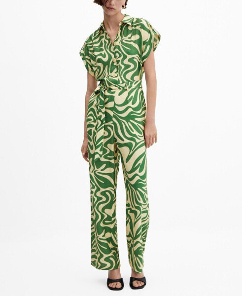 Women's Printed Shirt Jumpsuit