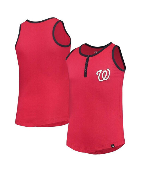 Футболка для малышей New Era красная Washington Nationals Henley.