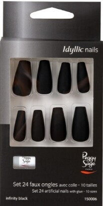 Künstliche Fingernägel inkl. Klebstoff - Peggy Sage Kit of 24 Idyllic Nails Infinity Black