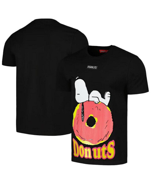 Men's Black Peanuts Snoopy Donuts T-Shirt