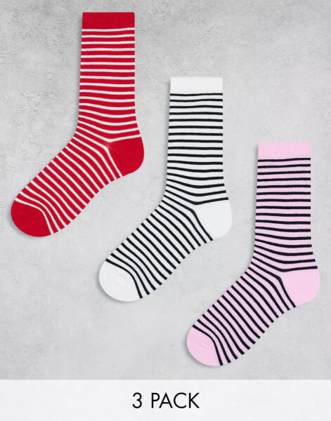 Wednesday's Girl striped sock multipack in multi