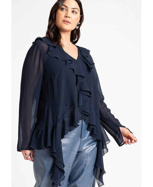 Plus Size Ruffle Trim Blouse