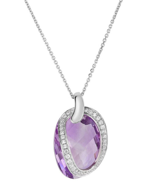 Amethyst (9 ct. t.w.) & Cubic Zirconia (1/3 ct. t.w.) 18" Pendant Necklace in Sterling Silver