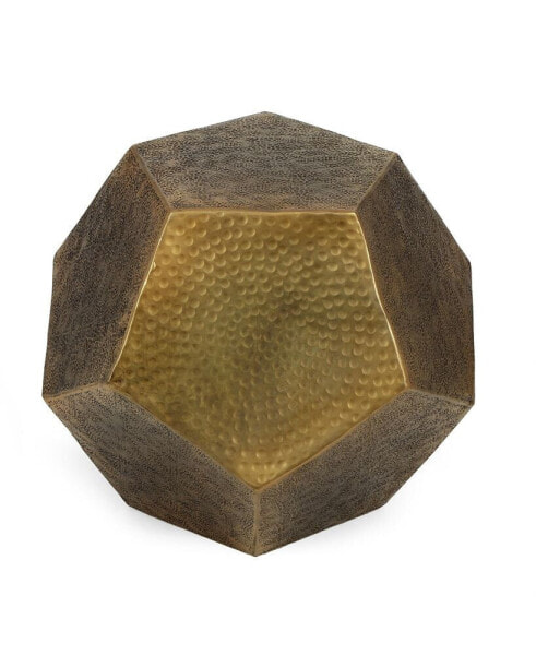 Pentagonal Modern Glam Side Table with Textured Surface