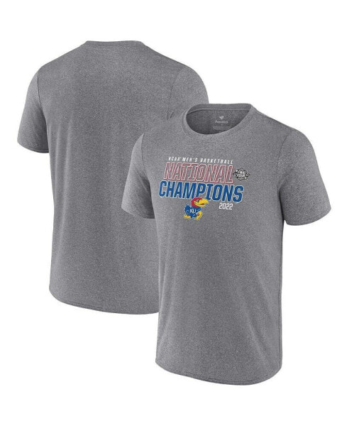 Men's Heathered Gray Kansas Jayhawks 2022 NCAA Men's Basketball National Champions Synthetic T-shirt