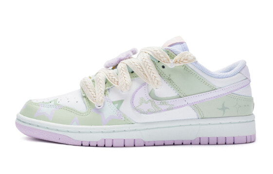 【定制球鞋】 Nike Dunk Low 恋萤 星星挂件 解构 手绘喷绘 低帮 板鞋 女款 白绿紫 / Кроссовки Nike Dunk Low DD1503-001