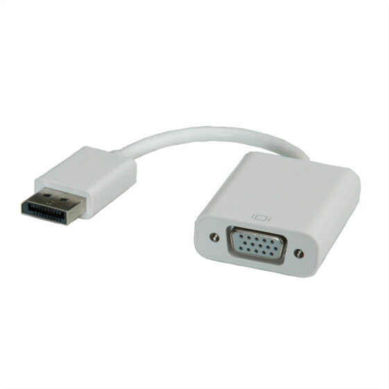 ROLINE DisplayPort-VGA Adapter, DP M - VGA F, VGA (D-Sub), DisplayPort, Male, Female, White, 150 mm
