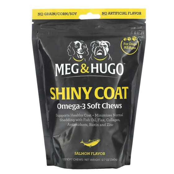 Shiny Coat, Omega-3 Soft Chews, For Dogs, All Ages, Salmon, 120 Soft Chews, 12.7 oz (360 g)