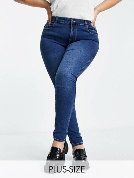 ONLY Curve Augusta high waisted skinny jeans in black