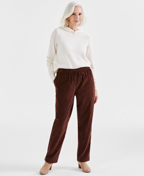 Women's Cotton Corduroy Drawstring Pants, Created for Macy's