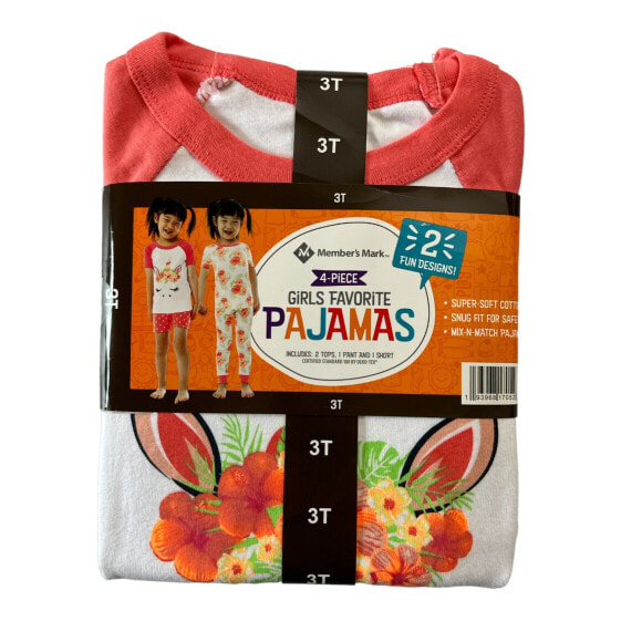 Member's Mark Girl's 4-Piece Snug Fit Mix-N-Match Favorite Pajamas Set