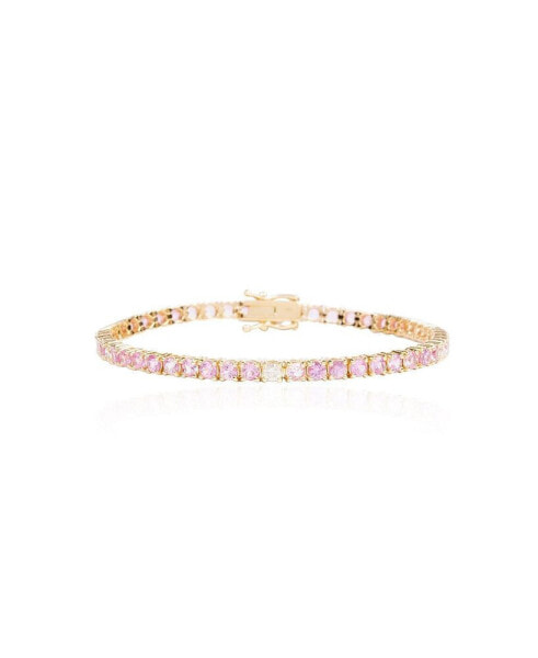 Large Pink Sapphire and Diamond Bracelet