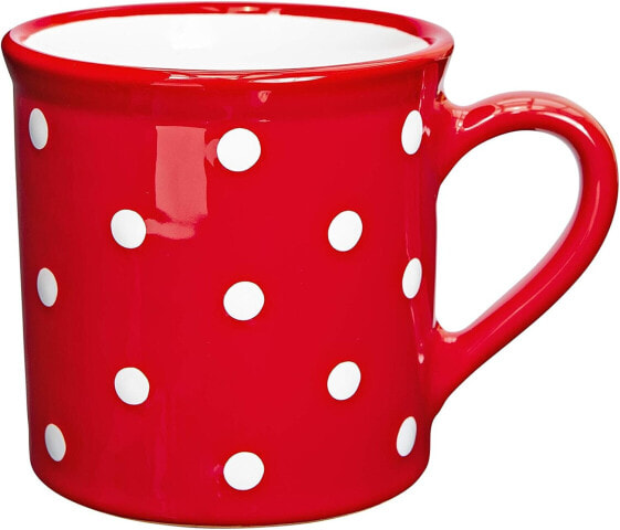 City to Cottage® - Keramik XXL Becher 500 ml | Kaffeebecher | Rot und Weiß | Polka Dots | Handgemacht | Keramik Geschirr | Große Tasse