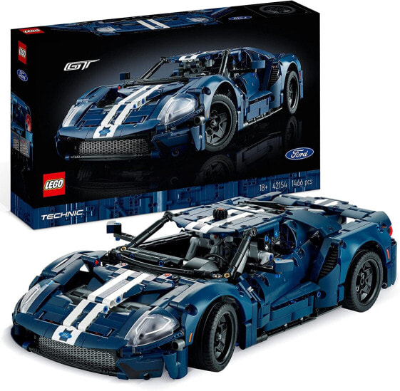 LEGO 42154 Technic Ford GT 2022 Adult Car Model Kit, 1:12 Scale Supercar with Authentic Features, Advanced Collector Set