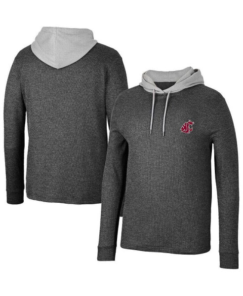 Men's Black Washington State Cougars Ballot Waffle-Knit Thermal Long Sleeve Hoodie T-shirt