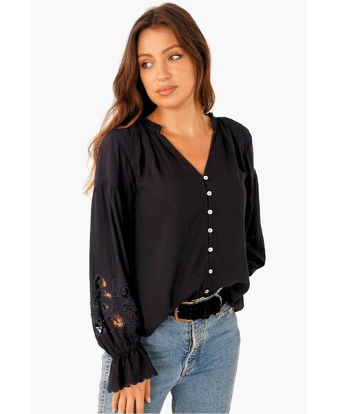 Women's Long Sleeve Embroidered Stevie Blouse