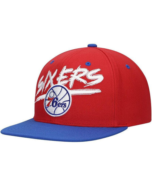 Men's Red, Royal Philadelphia 76ers Hardwood Classics Soul Transcript Snapback Hat