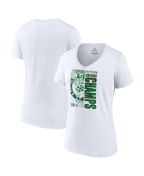 Women's Boston Celtics Women's 2022 Eastern Conference Champions Locker Room V-Neck T-Shirt - White