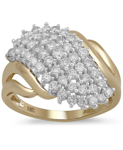 Diamond Diagonal Cluster Ring (1 ct. t.w.) in 10k Gold