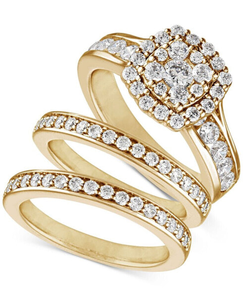 Diamond Three-Piece Ring Set (2 ct. t.w.) in 14k White, Yellow and Rose Gold