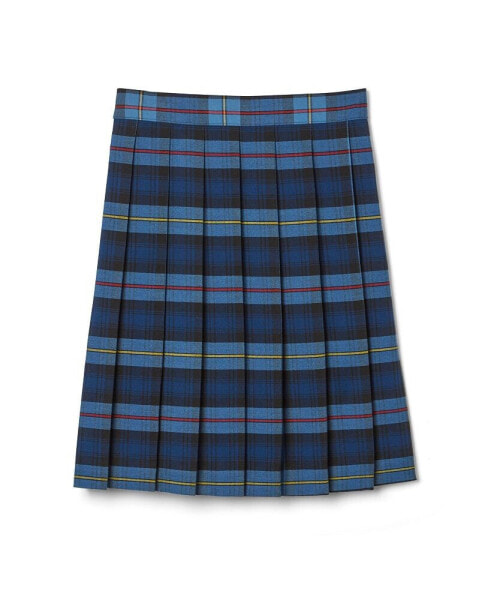 Little Girls Adjustable Waist Mid-Length Plaid Pleated Skirt