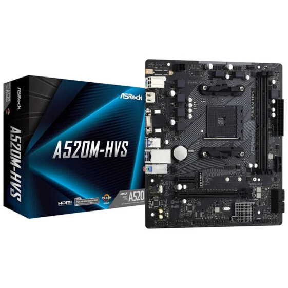 ASRock A520M-HVS, AMD A520 Mainboard - Sockel AM4