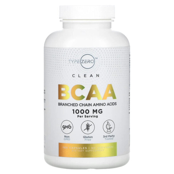 Аминокислоты Typezero Clean BCAA, 1 000 мг, 180 капсул (500 мг в капсуле)