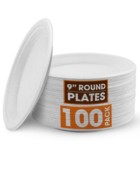 9 Inch Paper Plates, 100 Pack