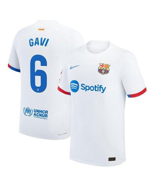 Men's Gavi White Barcelona 2023/24 Away Match Authentic Player Jersey