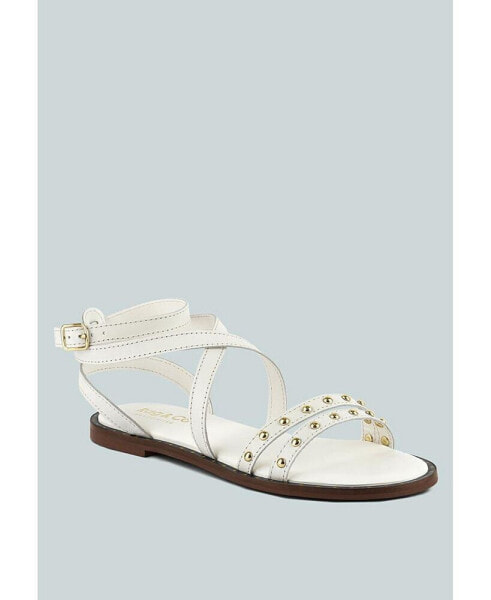 CORRIANE Studs Embellishment Off White Strappy Sandals