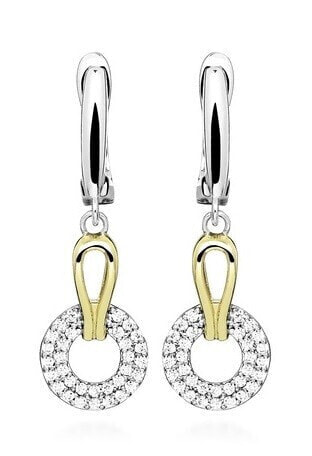 Matching bicolor earrings with zircons SVLE0646SH8BK00
