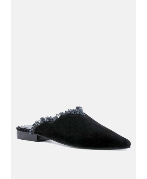 MOLLY Womens Frayed Leather Mules