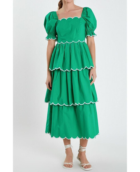 Women's Scallop Tiered Dress