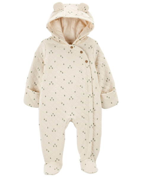 Baby Hooded Quilted Jumpsuit NB