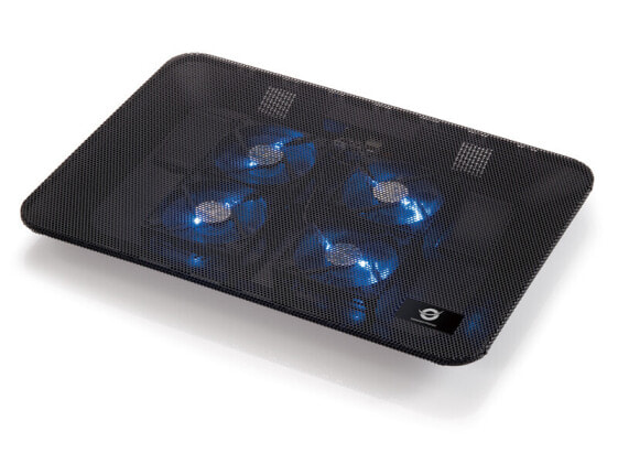 Conceptronic THANA Notebook Cooling Pad - Fits up to 15.6" - 4-Fan - 39.6 cm (15.6") - 4 pc(s) - 8 cm - Black - Aluminium - USB