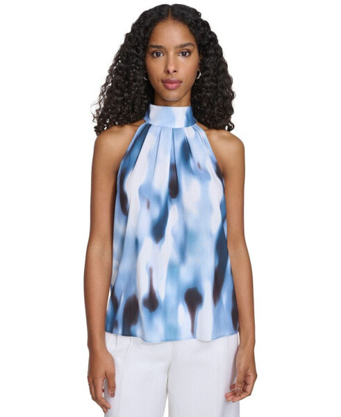 Women's Printed Halter-Neck Sleeveless Blouse