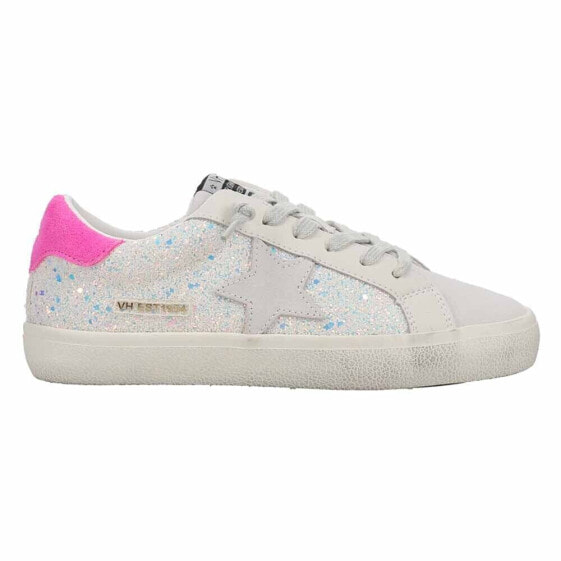 Vintage Havana Flair Glitter Lace Up Womens Pink, White Sneakers Casual Shoes F