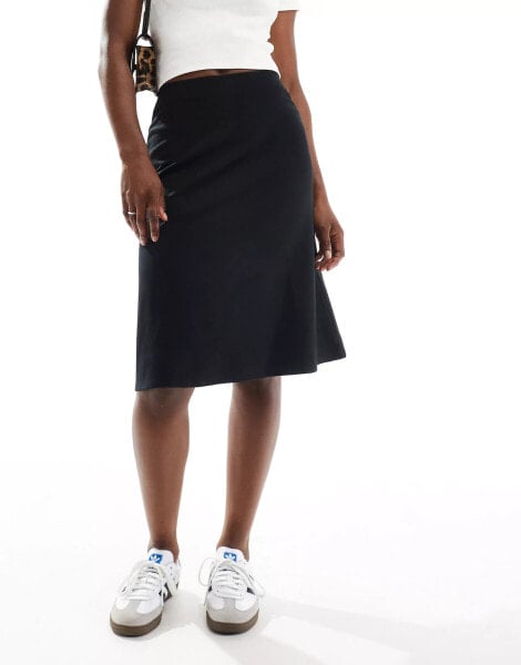 Pimkie jersey a line midi skirt in black