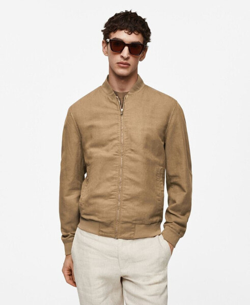 Men's Linen Lyocell Bomber Jacket