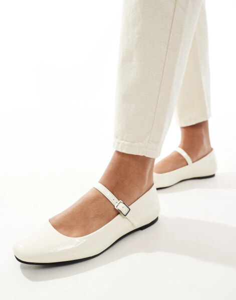 New Look flat ballet mary jane in cream